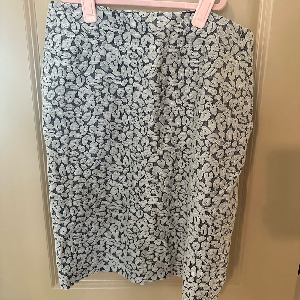 J. Crew Gray Leaf Pencil Skirt
